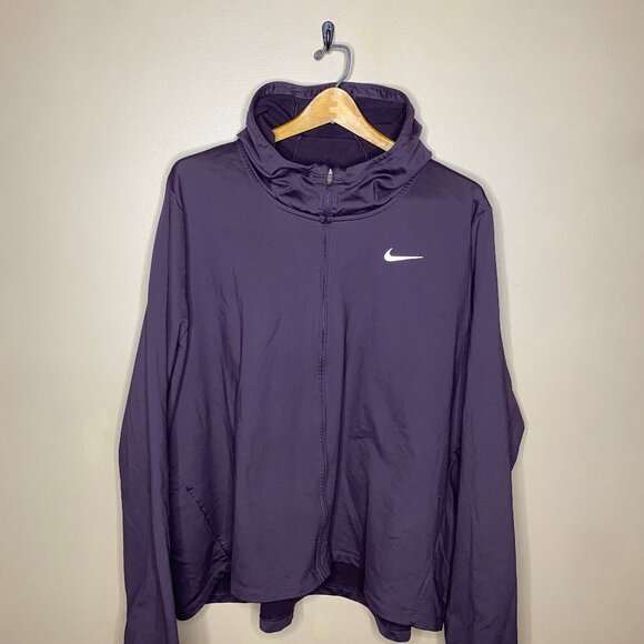 Comfy Cozy Fleece Lined Eggplant Purple Nike Active Wear Women’s Jacket 3XL - Picture 3 of 8